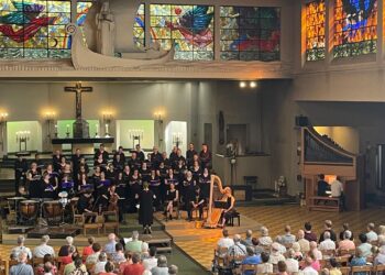 choir and ensemble in action in a church